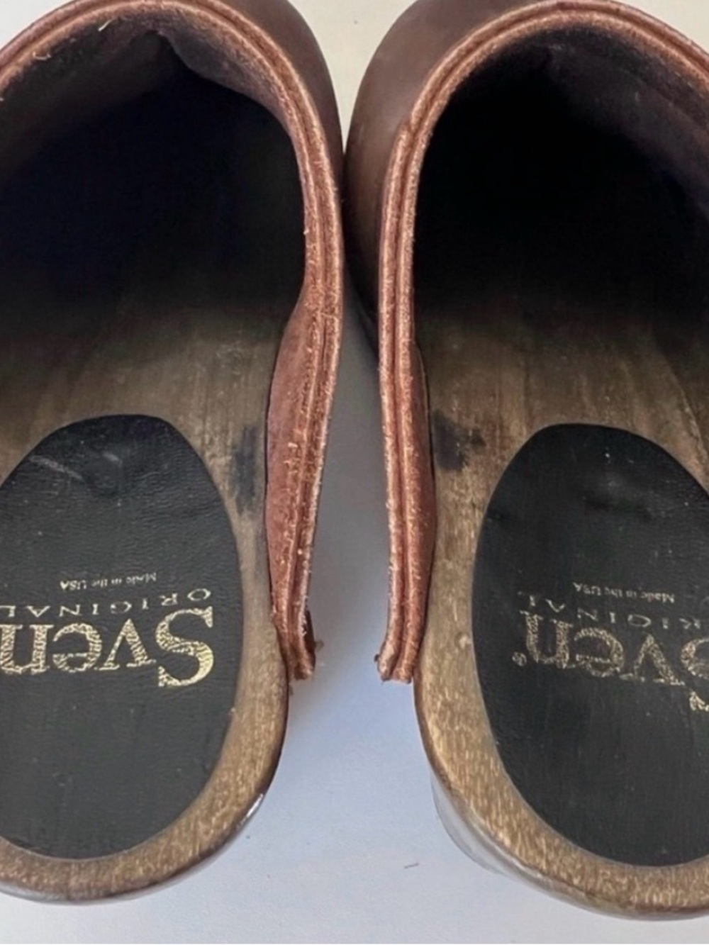 Sven Brown Leather Front Seam Mules Clogs 38 7.5-8 - Picture 6 of 14